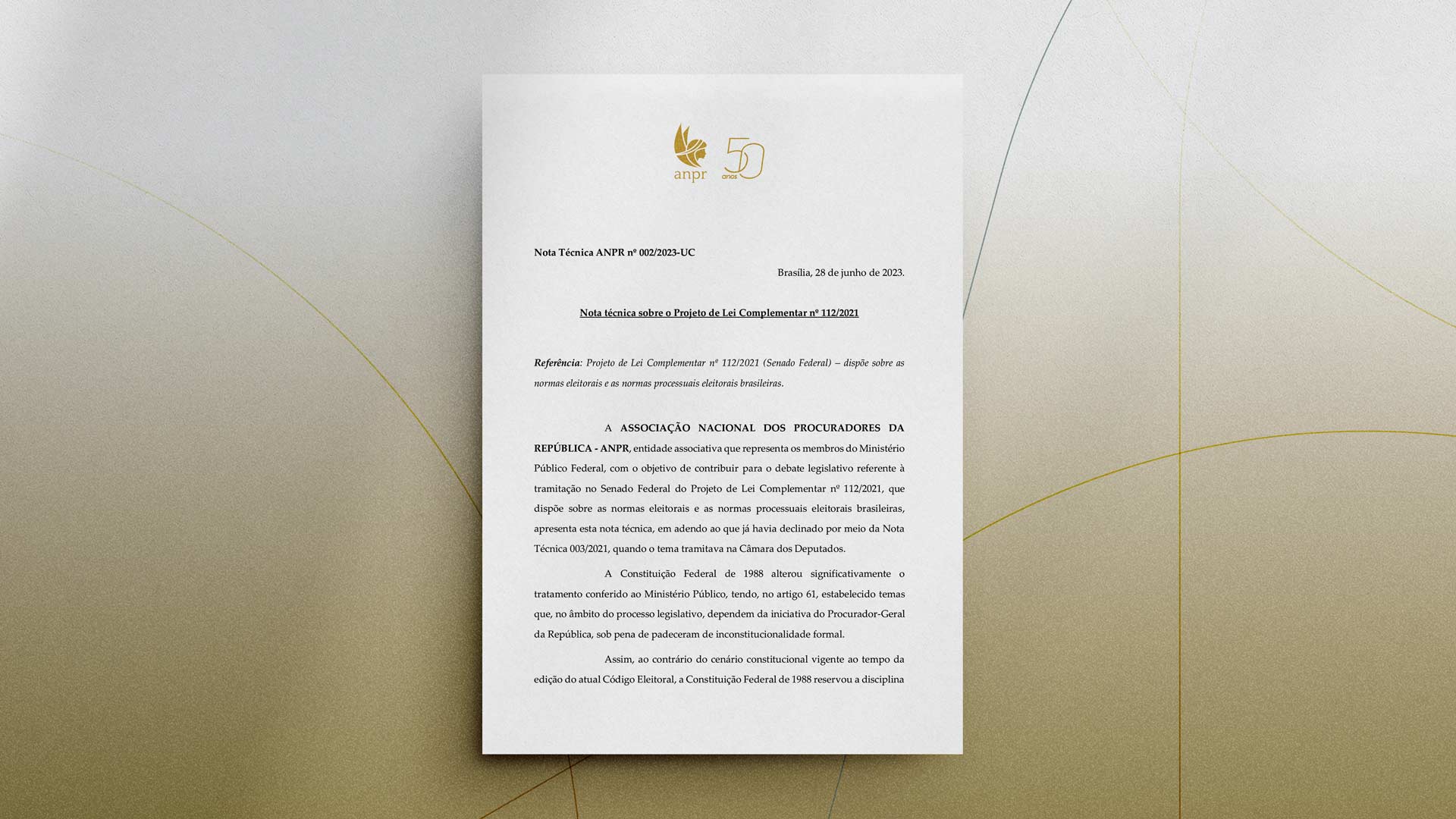 Reforma Eleitoral: ANPR elabora nota técnica pedindo a exclusão de capítulo sobre o MP Eleitoral