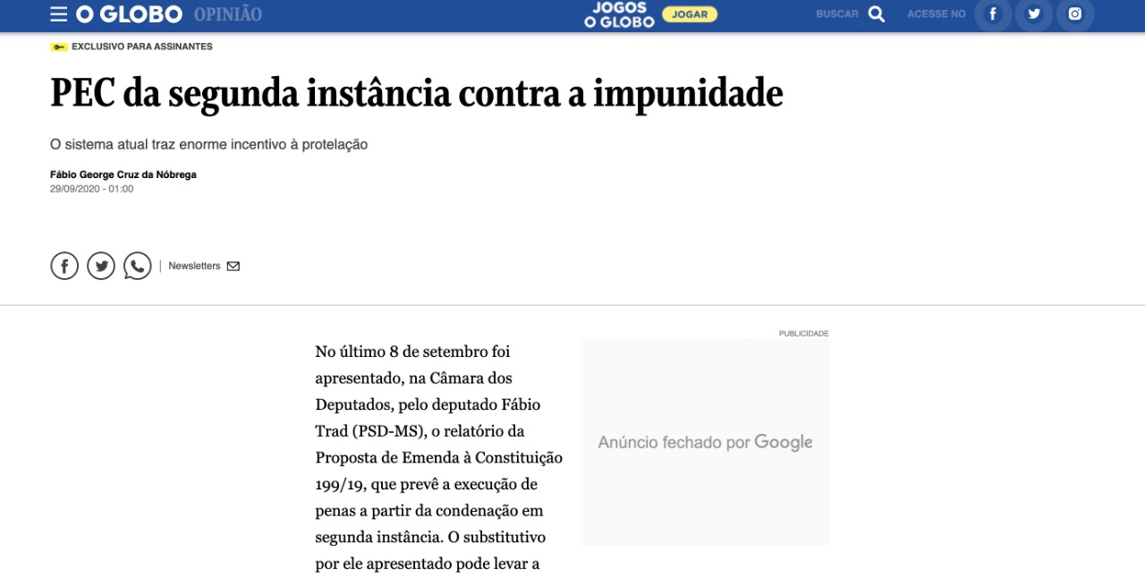 PEC da segunda instância contra a impunidade