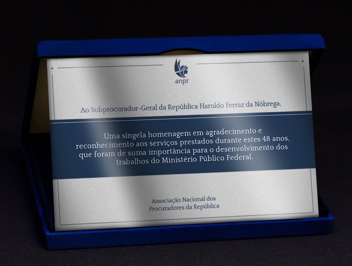 ANPR homenageia o subprocurador Haroldo da Nóbrega em sessão do CSMPF