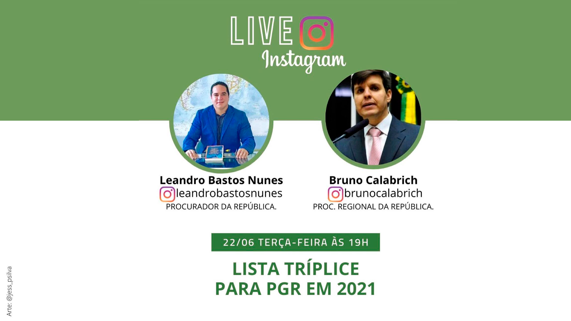 Procuradores debatem Lista Tríplice para PGR em live nesta terça (22), às 19h