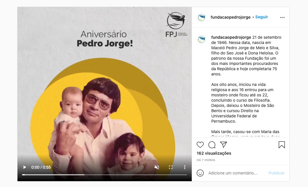 Fundação publica vídeo pelo aniversário de 75 anos do procurador Pedro Jorge