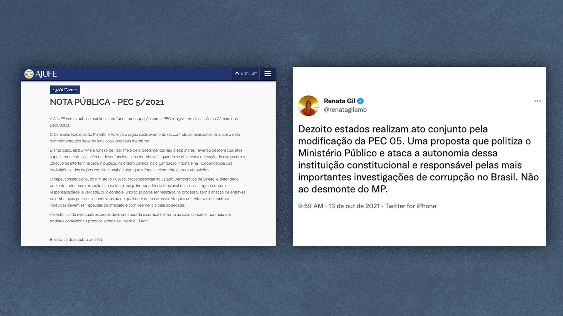 Magistrados reforçam pedido de rejeição da PEC 5/21