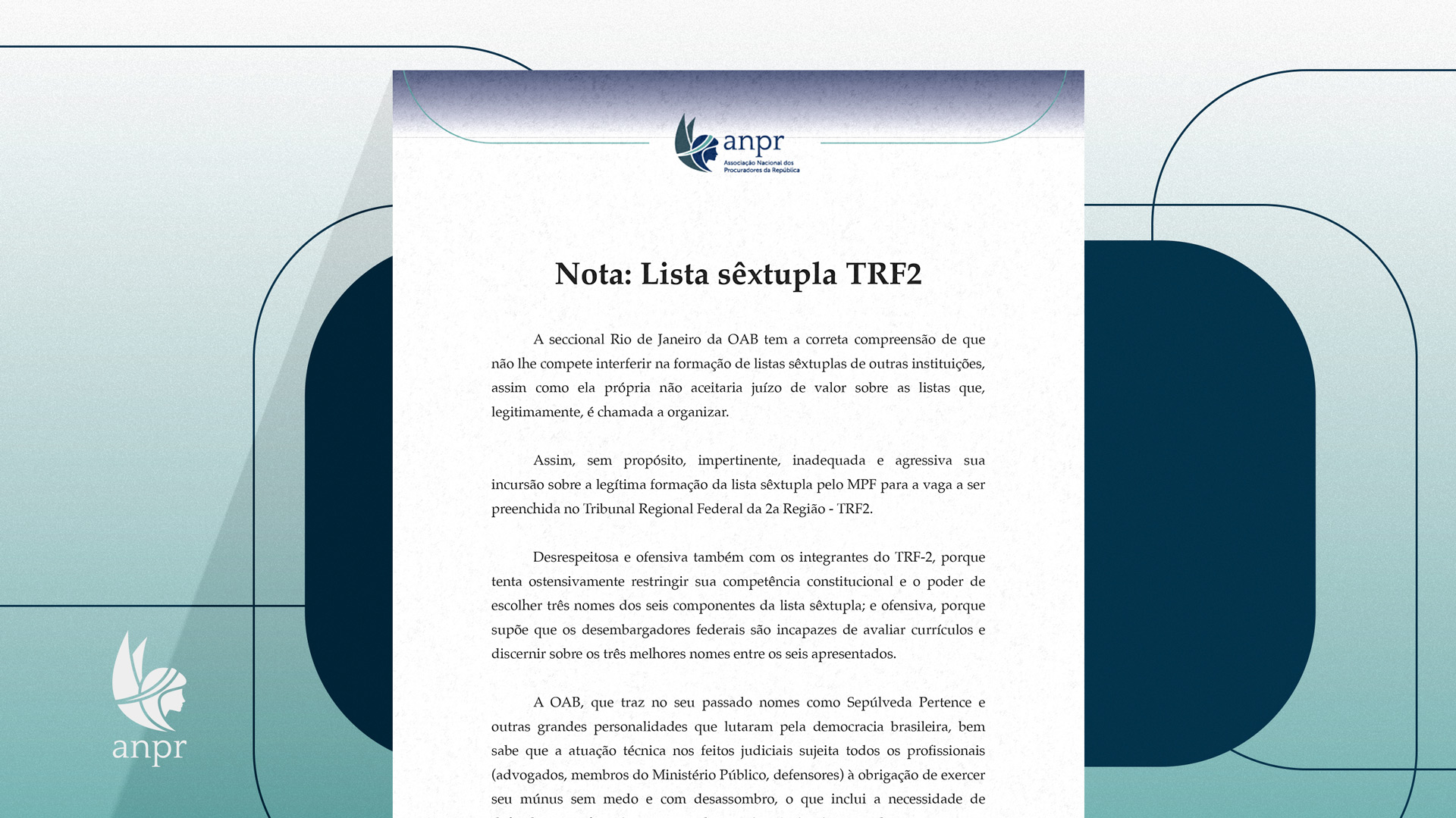 Nota Pública: Lista Sêxtupla TRF2